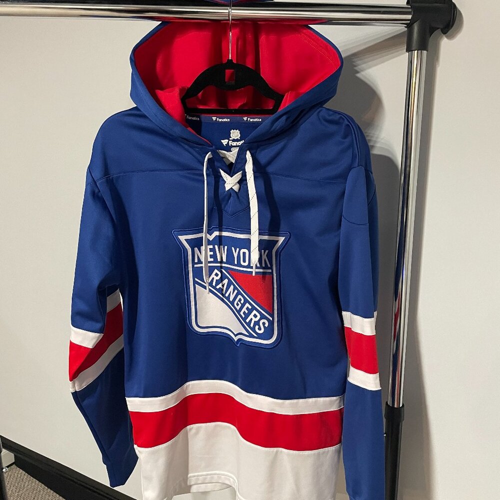 New York Rangers Fanatics Branded Iconic Power Play Lace-Up Pullover Hoodie